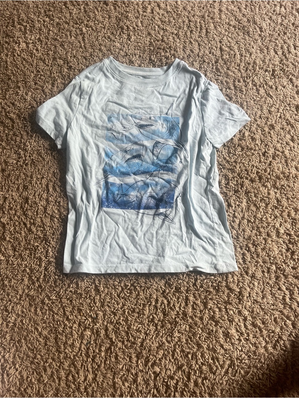 Kids Cat & Jack Pale Blue Shark Scene Short Sleeve Tee